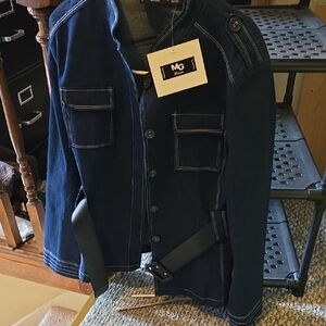 MG Dark Blue Denim Jacket And Skirt Set